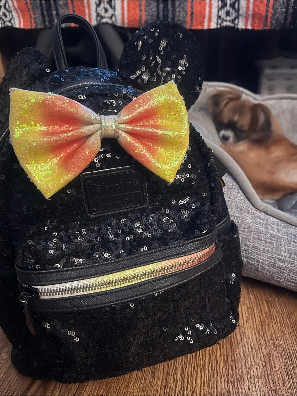 Disney Minnie Mouse Sequin Backpack with Bow Halloween edition